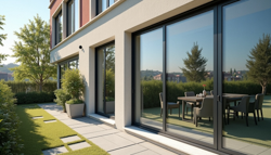 Modern terrace doors with solar protection films that ensure comfortable temperatures, UV protection, and glare-free light.